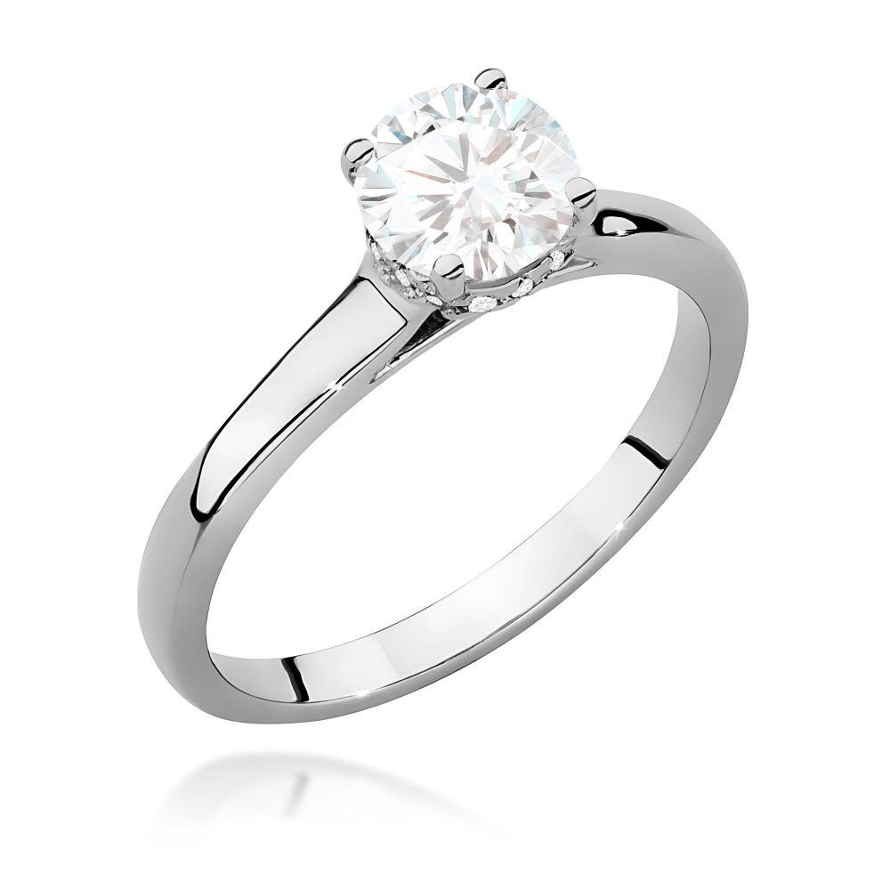 Pierścionek z brylantami 0,76 ct, białe złoto 585