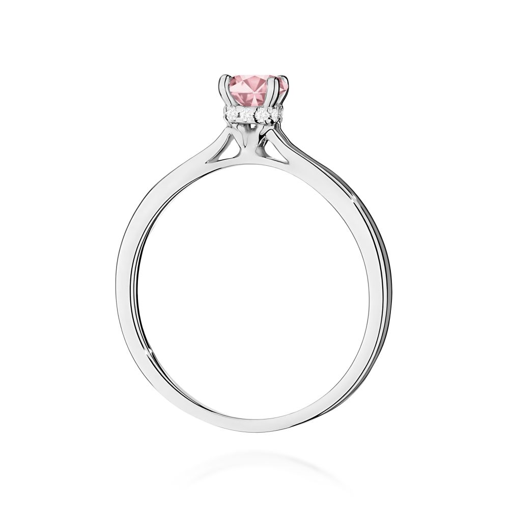 Pierścionek z różowym diamentem laboratoryjnym 0,56 ct, białe złoto 585