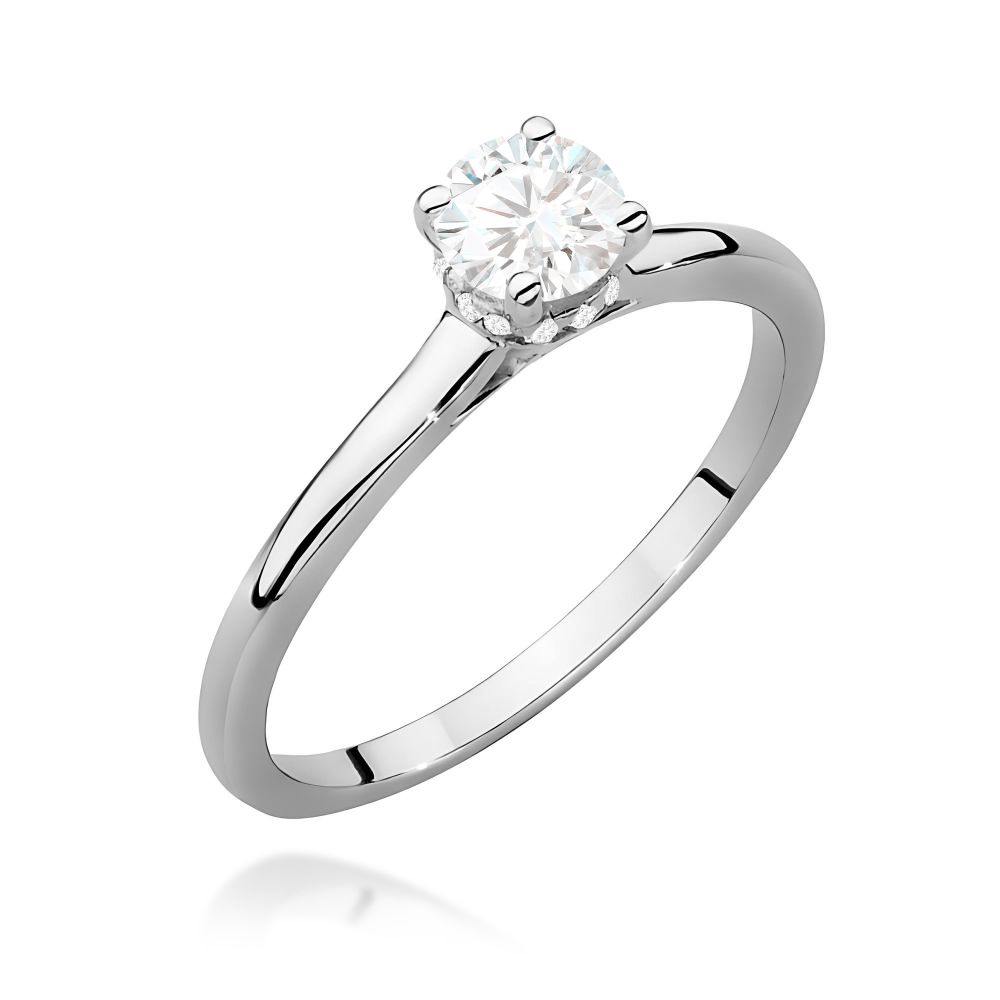 Pierścionek z diamentem laboratoryjnym 0,46 ct, białe złoto 585