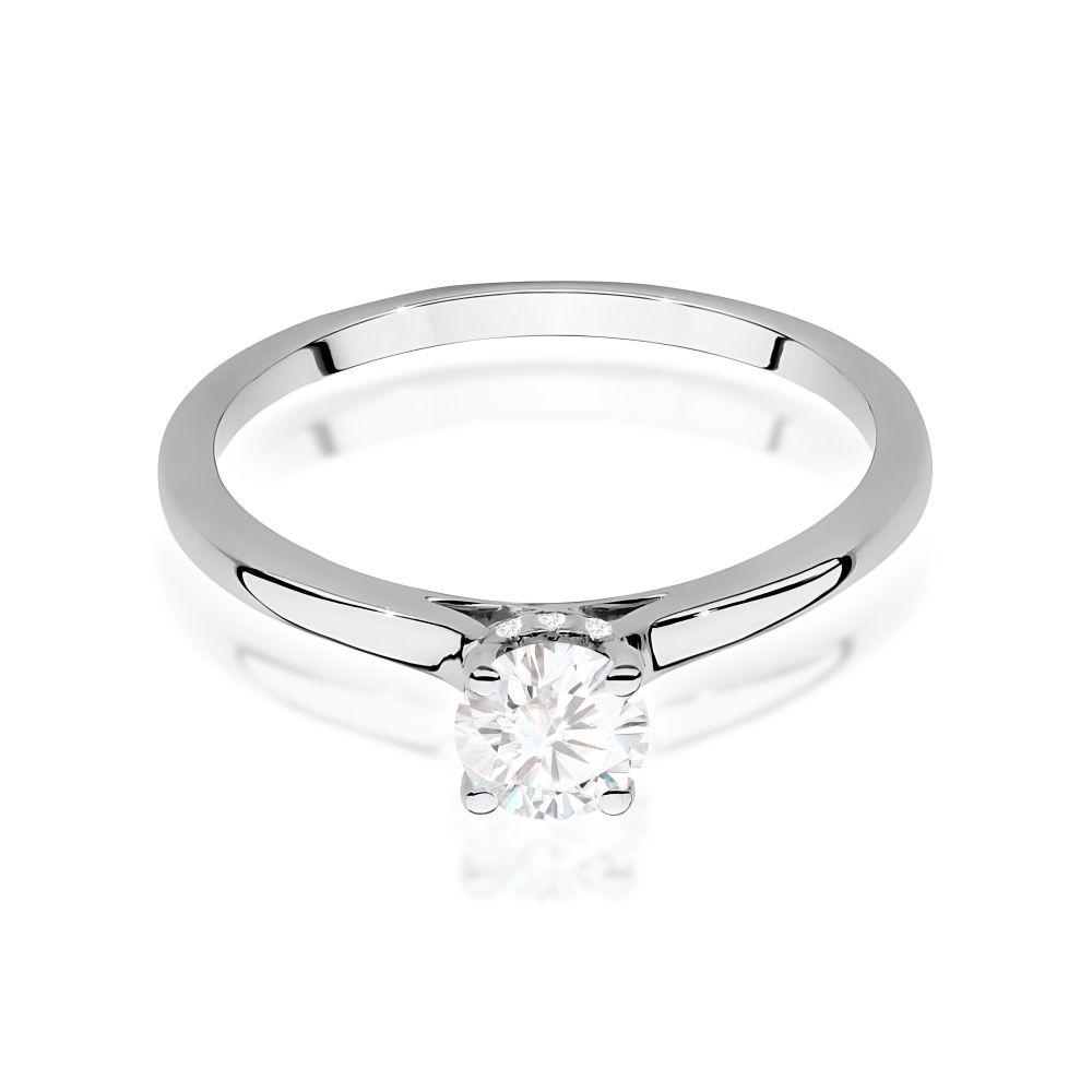 Pierścionek z diamentem laboratoryjnym 0,46 ct, białe złoto 585