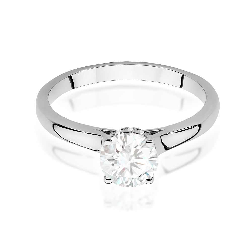 Pierścionek z diamentem laboratoryjnym 0,76 ct, białe złoto 585