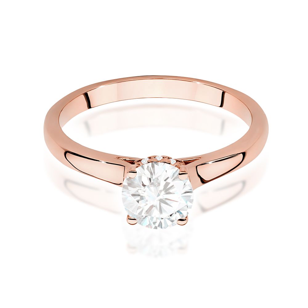 Pierścionek z brylantami 0,76 ct, różowe złoto 585