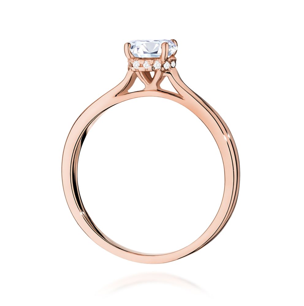 Pierścionek z brylantami 0,76 ct, różowe złoto 585