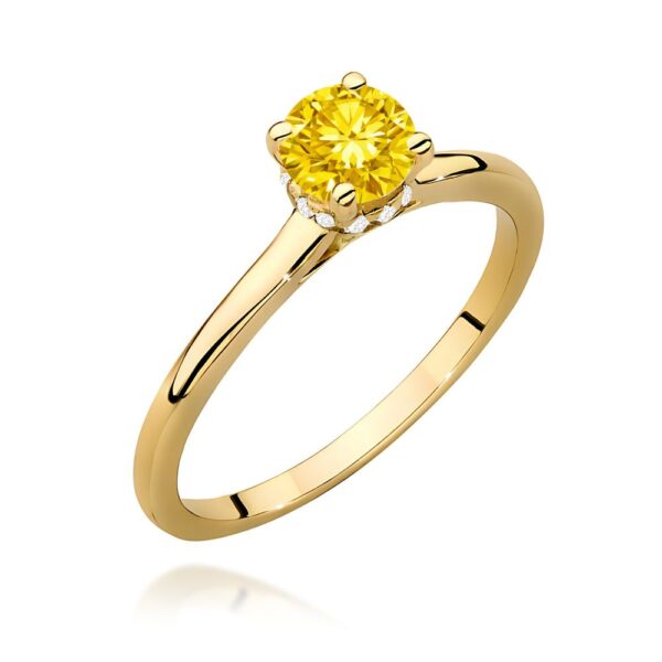 Pierścionek z żółtym diamentem laboratoryjnym 0,56 ct, żółte złoto 585