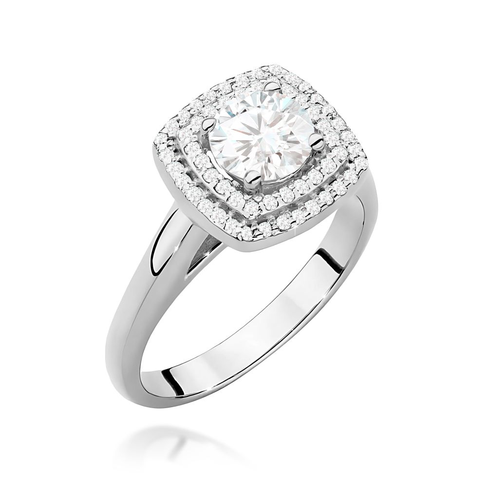 Pierścionek z brylantami 0,98 ct, białe złoto 585