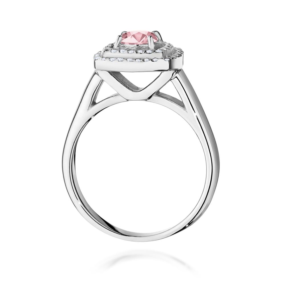Pierścionek z różowym diamentem laboratoryjnym 0,78 ct, białe złoto 585