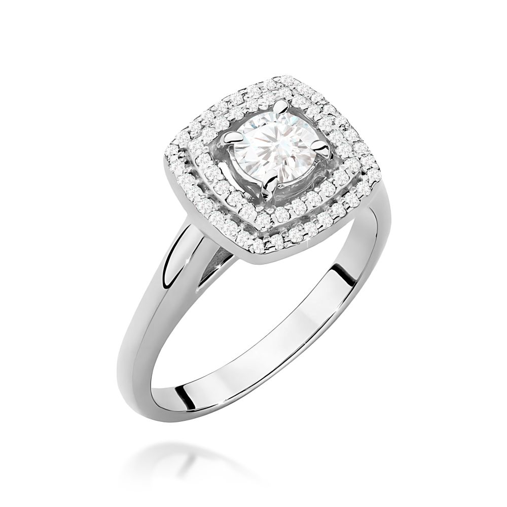 Pierścionek z diamentem laboratoryjnym 0,68 ct, białe złoto 585