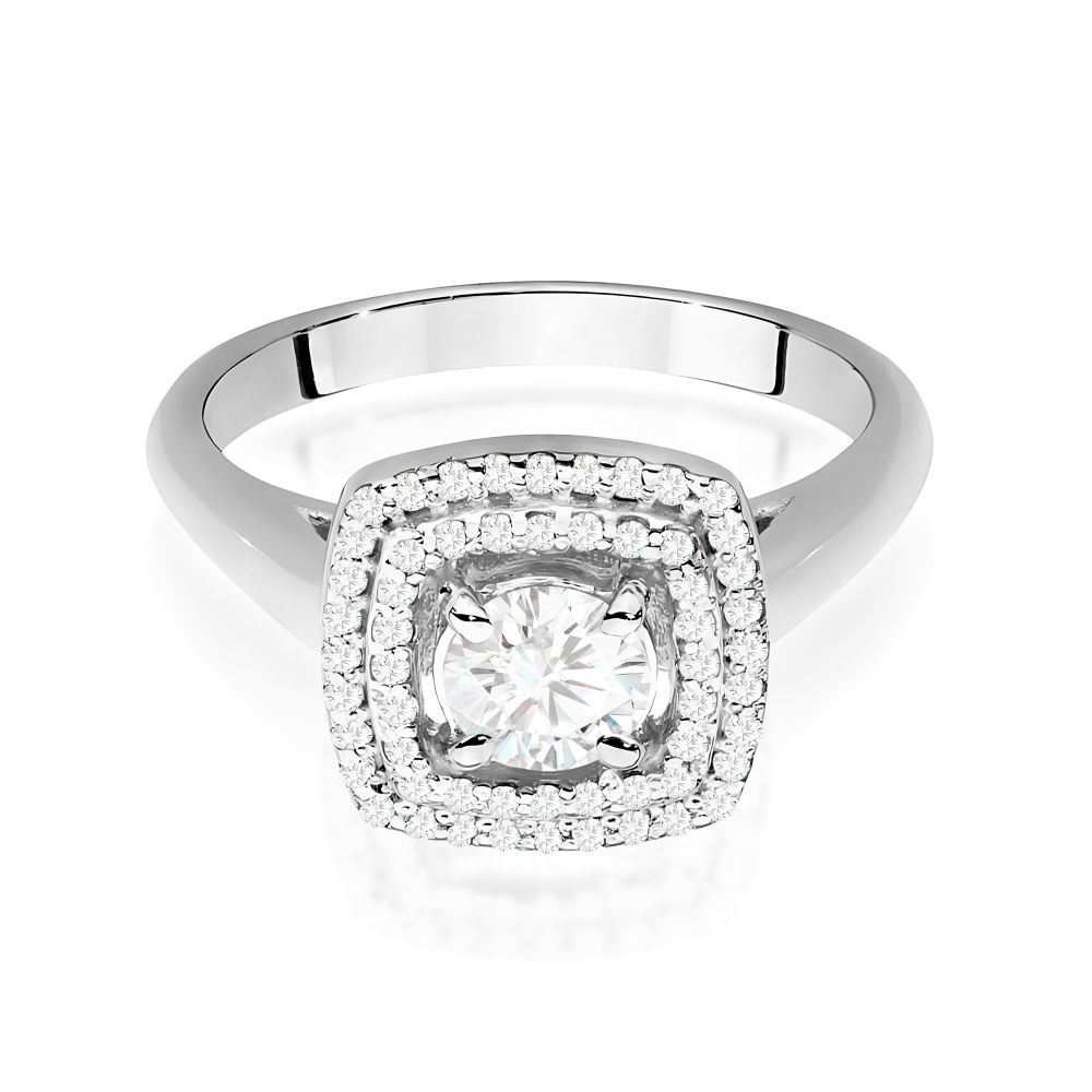 Pierścionek z diamentem laboratoryjnym 0,68 ct, białe złoto 585
