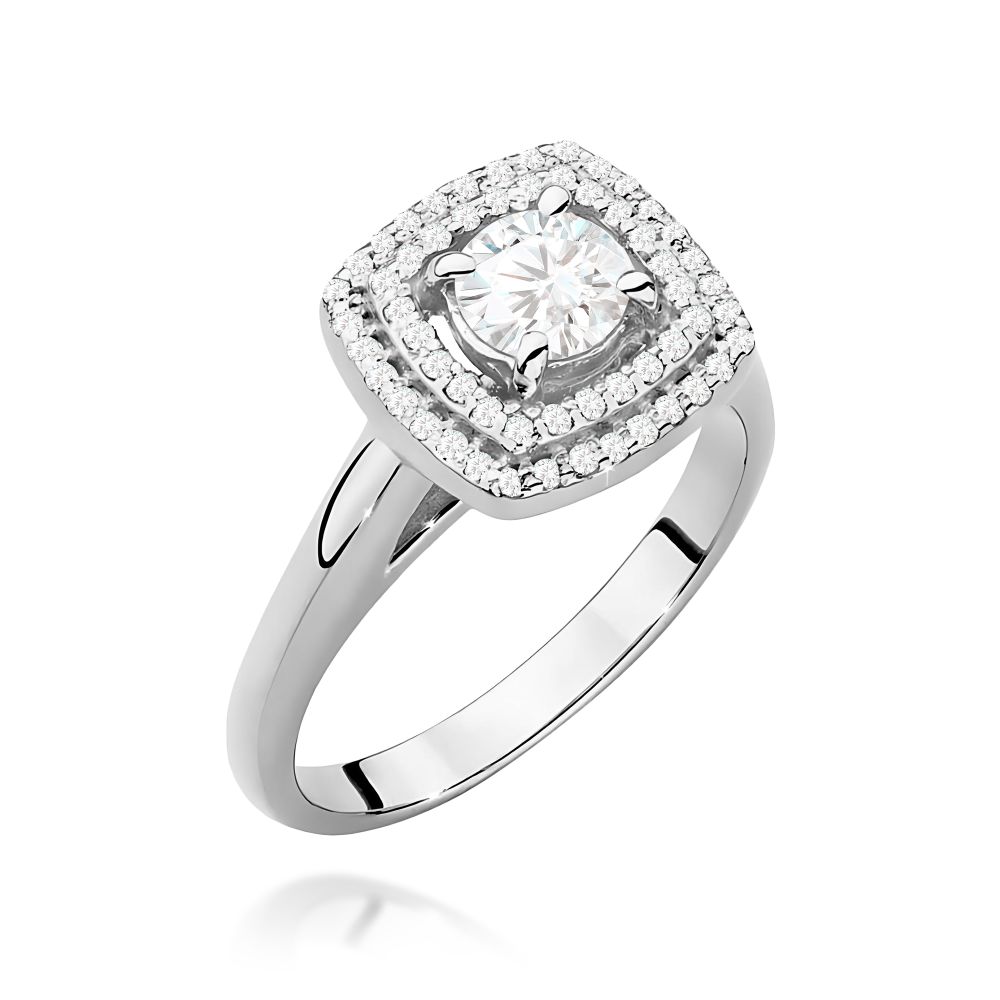 Pierścionek z diamentem laboratoryjnym 0,78 ct, białe złoto 585
