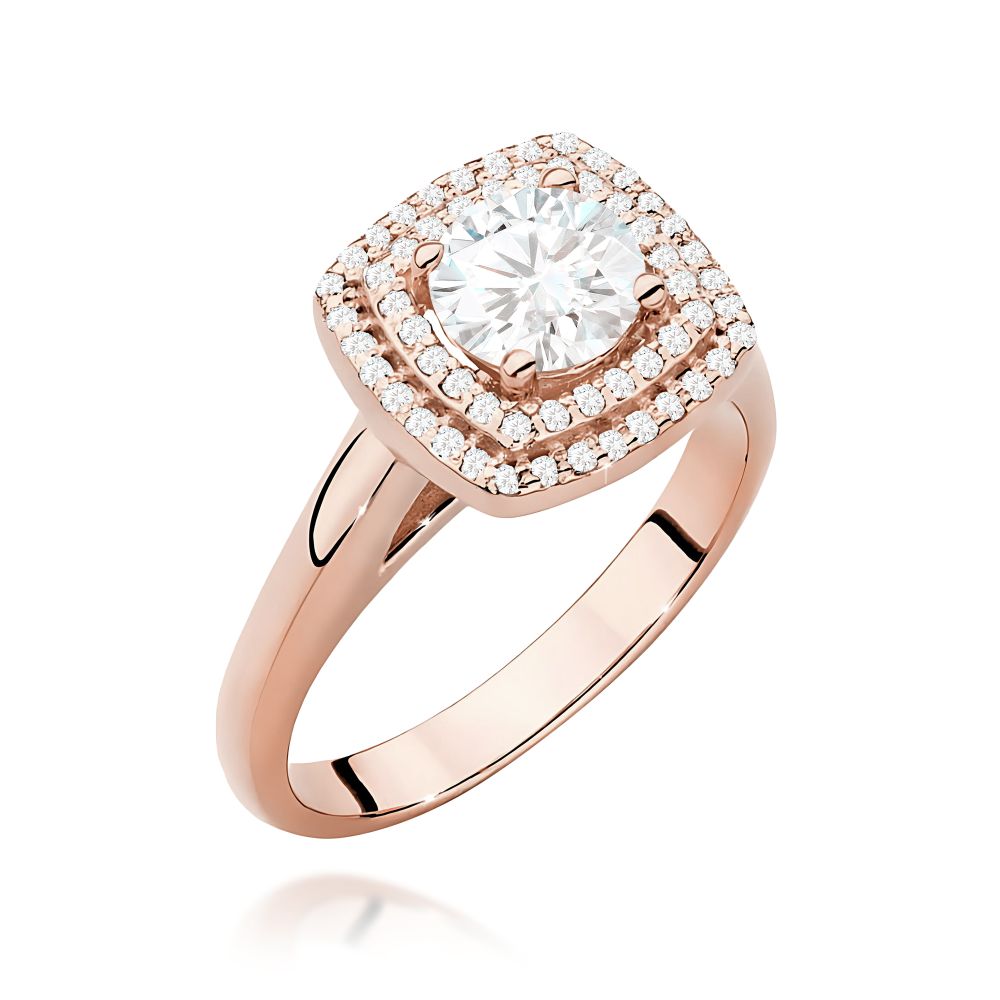 Pierścionek z brylantami 0,98 ct, różowe złoto 585