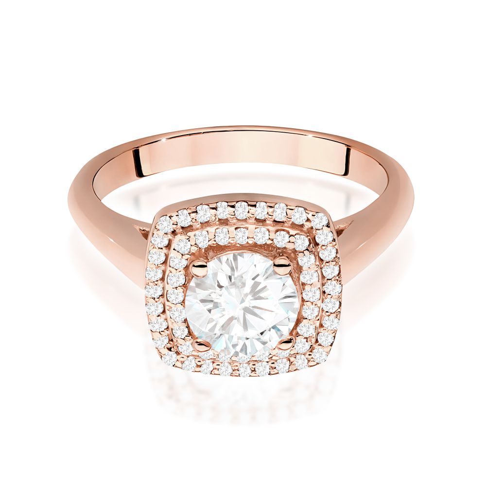 Pierścionek z brylantami 0,98 ct, różowe złoto 585