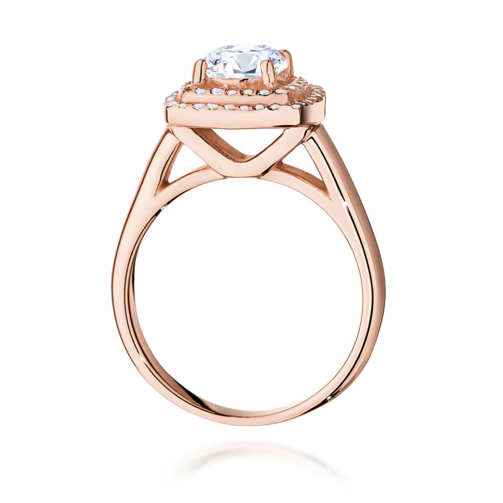 Pierścionek z brylantami 0,98 ct, różowe złoto 585