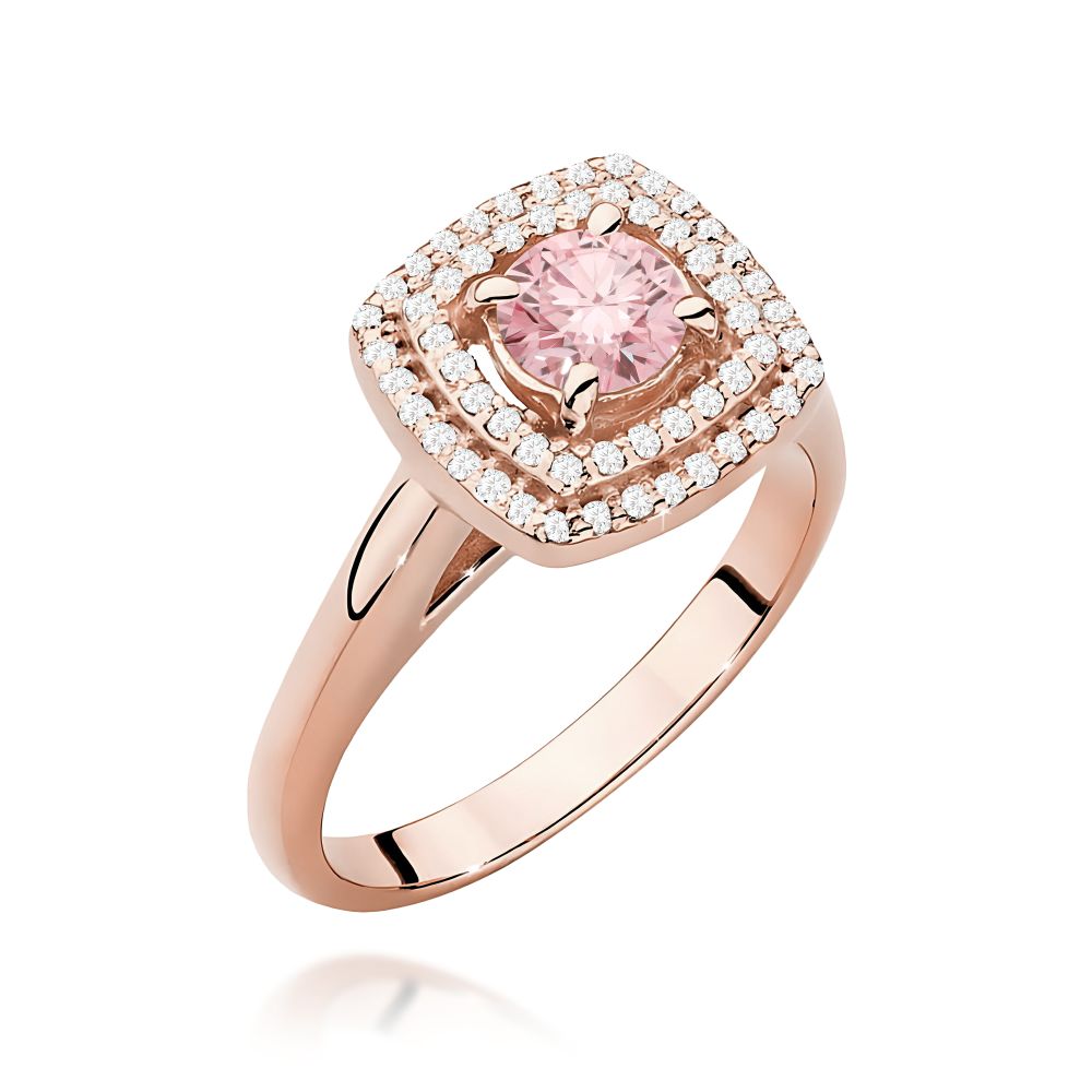 Pierścionek z różowym diamentem laboratoryjnym 0,78 ct, różowe złoto 585