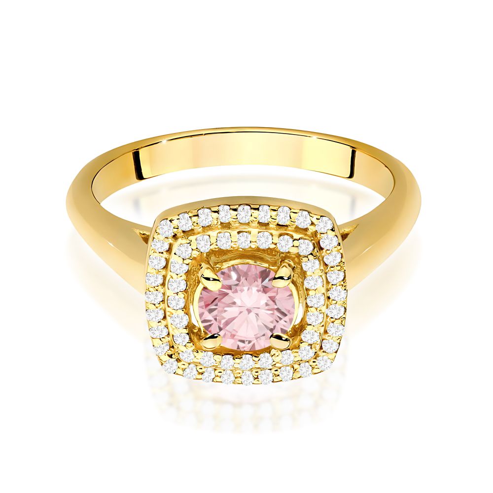 Pierścionek z różowym diamentem laboratoryjnym 0,78 ct, żółte złoto 585