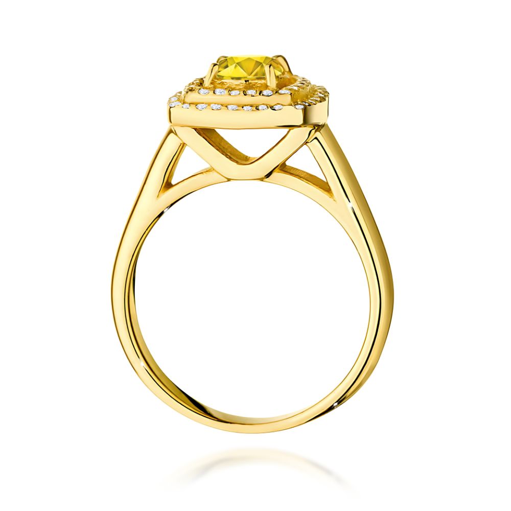 Pierścionek z różowym diamentem laboratoryjnym 0,78 ct, żółte złoto 585