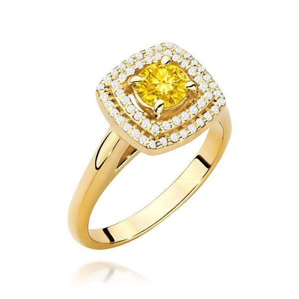 Pierścionek z żółtym diamentem laboratoryjnym 0,78 ct, żółte złoto 585