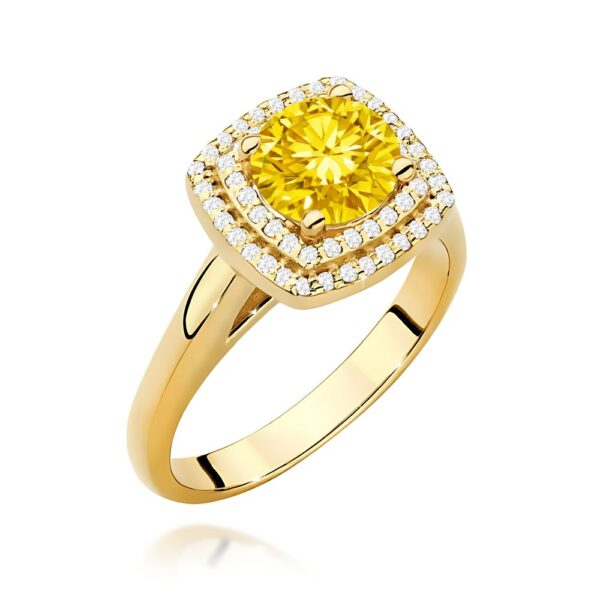 Pierścionek z żółtym diamentem laboratoryjnym 1,28 ct, żółte złoto 585