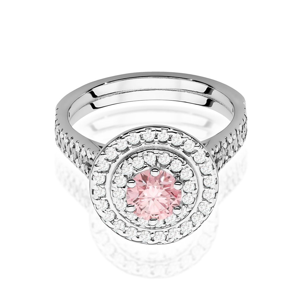 Pierścionek z różowym diamentem laboratoryjnym 1,11 ct, białe złoto 585