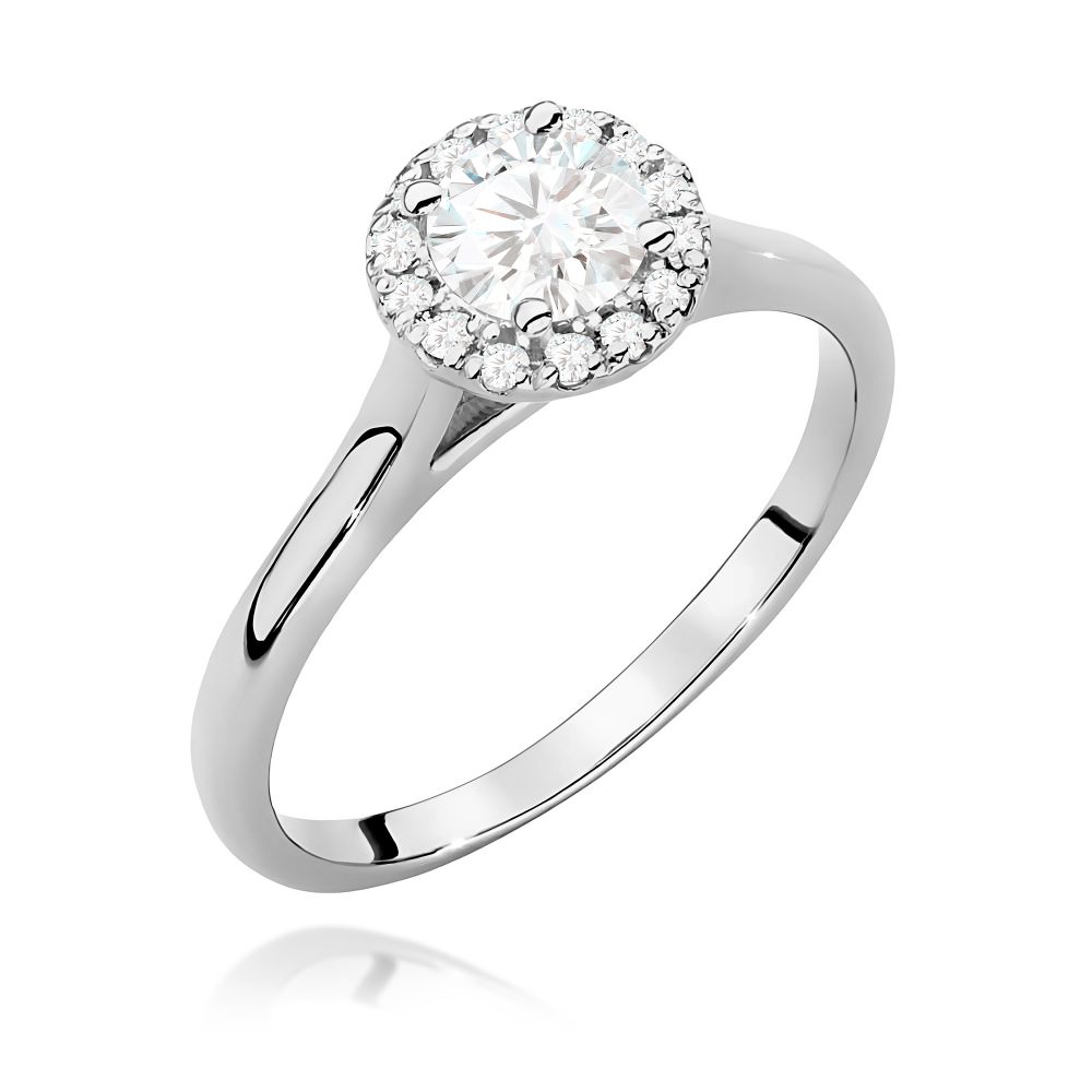 Pierścionek z brylantami 0,62 ct, białe złoto 585