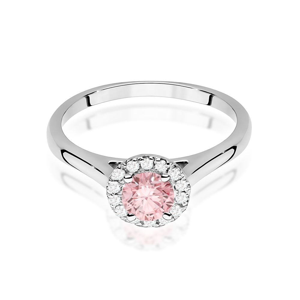 Pierścionek z różowym diamentem laboratoryjnym 0,62 ct, białe złoto 585