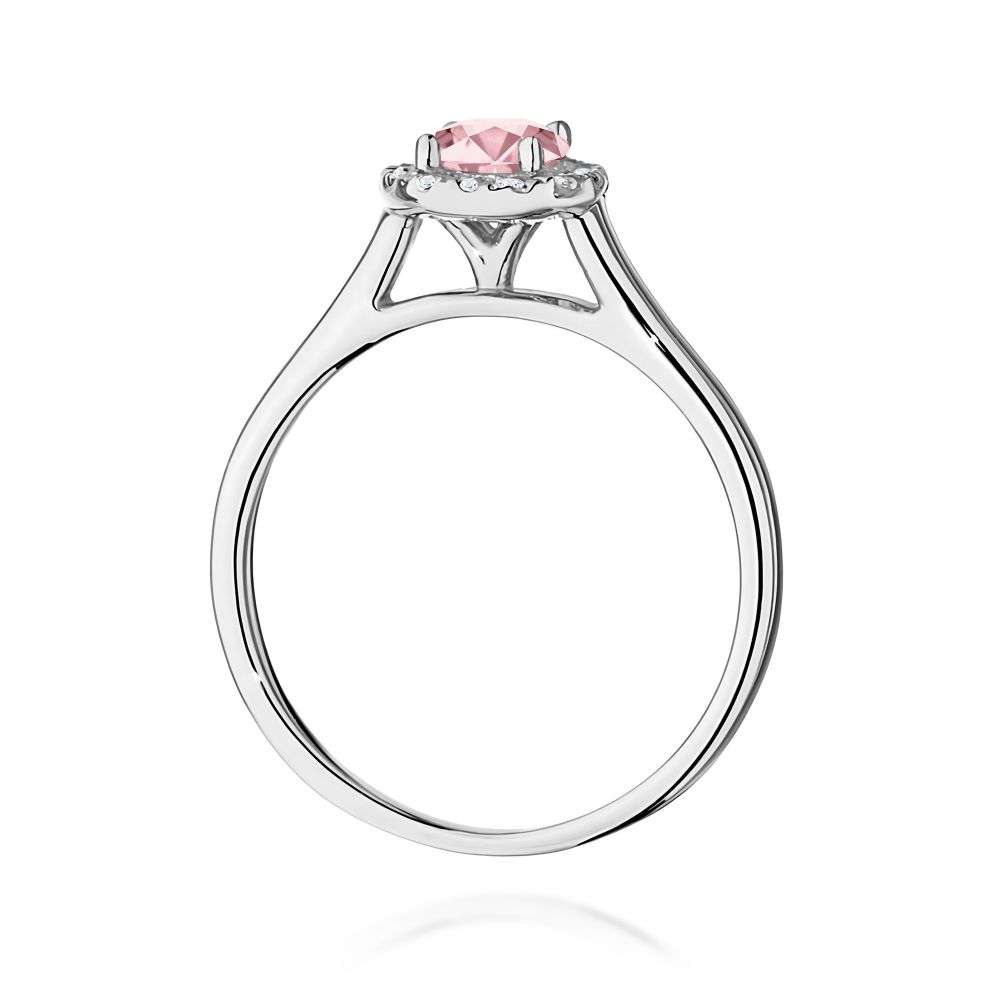 Pierścionek z różowym diamentem laboratoryjnym 0,62 ct, białe złoto 585