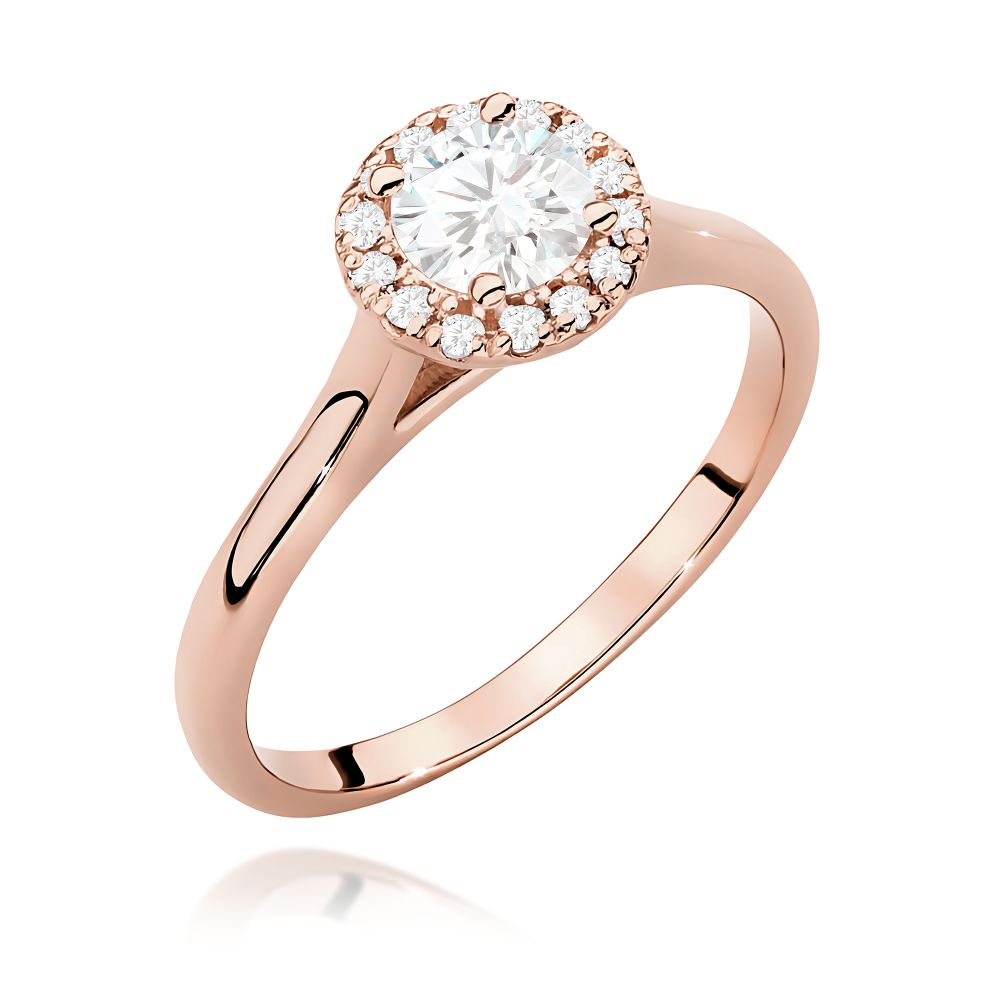 Pierścionek z brylantami 0,62 ct, różowe złoto 585