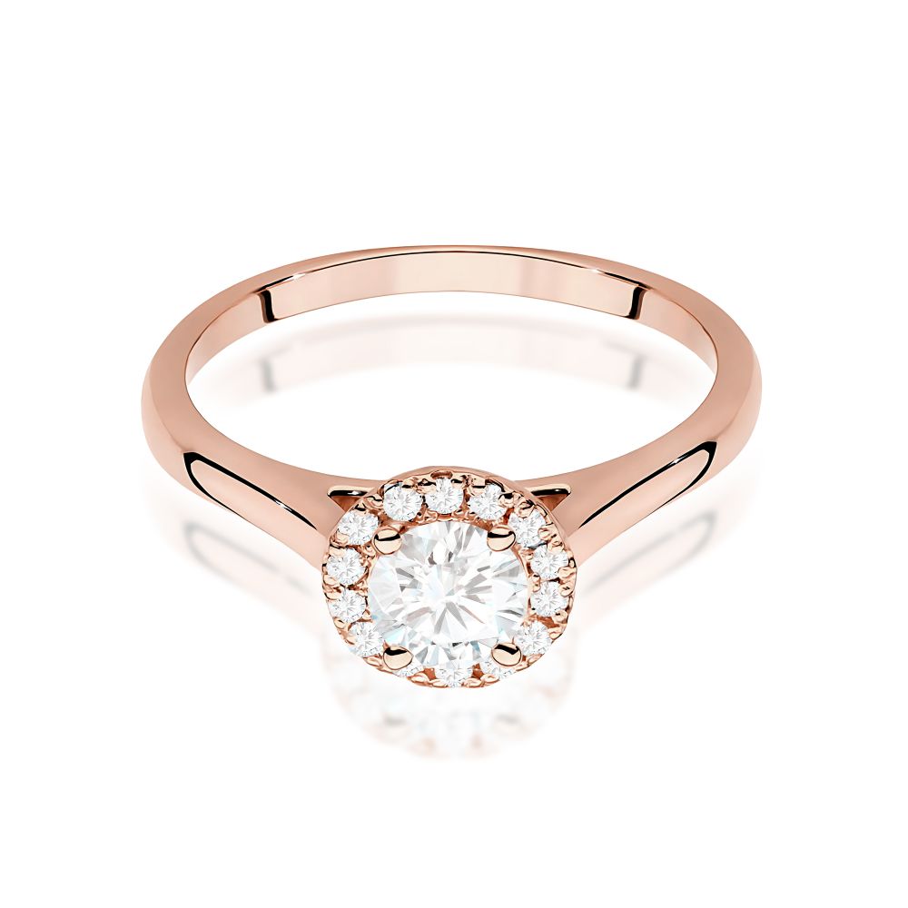 Pierścionek z brylantami 0,62 ct, różowe złoto 585