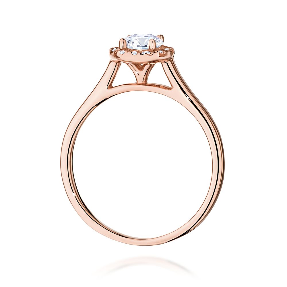 Pierścionek z brylantami 0,62 ct, różowe złoto 585
