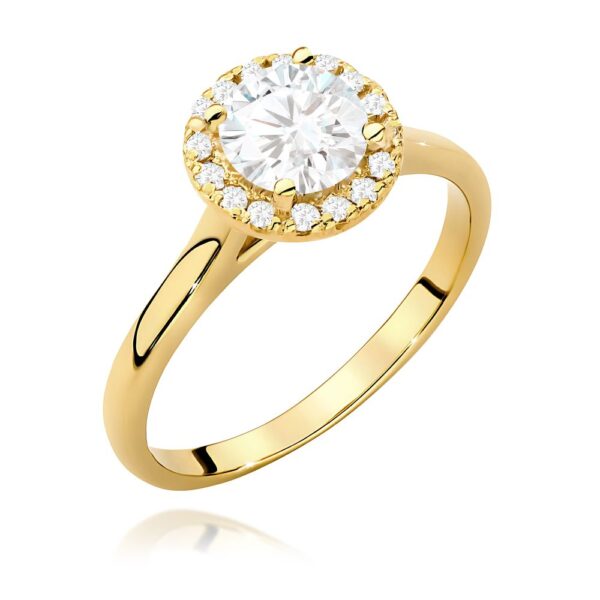 Pierścionek z brylantami 0,84 ct, żółte złoto 585