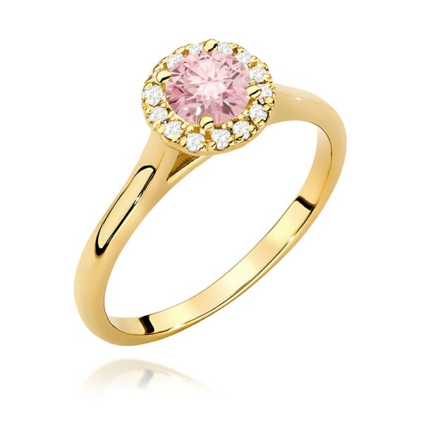 Pierścionek z różowym diamentem laboratoryjnym 0,62 ct, żółte złoto 585
