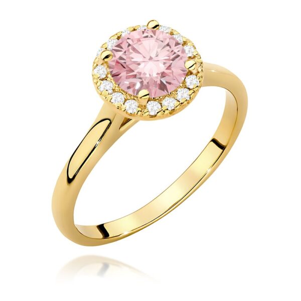 Pierścionek z różowym diamentem laboratoryjnym 1,14 ct, żółte złoto 585
