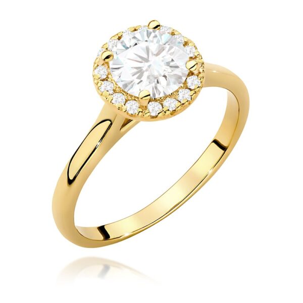 Pierścionek z diamentem laboratoryjnym 1,14 ct, żółte złoto 585