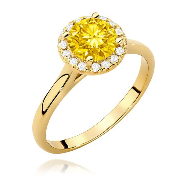 Pierścionek z żółtym diamentem laboratoryjnym 1,14 ct, żółte złoto 585