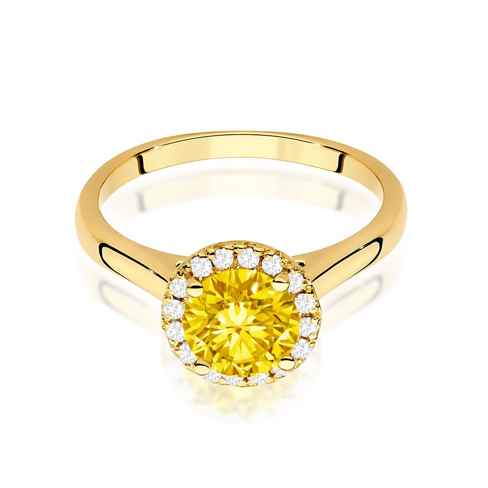 Pierścionek z żółtym diamentem laboratoryjnym 1,14 ct, żółte złoto 585