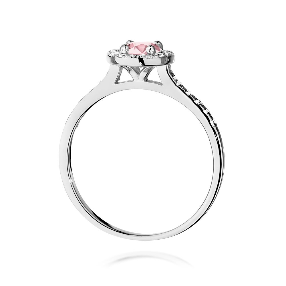 Pierścionek z różowym diamentem laboratoryjnym 0,74 ct, białe złoto 585