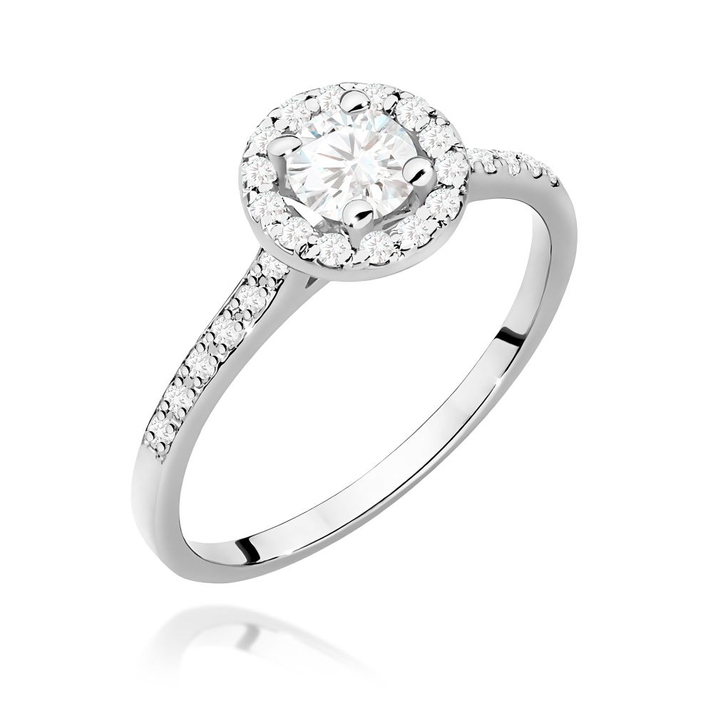 Pierścionek z diamentem laboratoryjnym 0,64 ct, białe złoto 585
