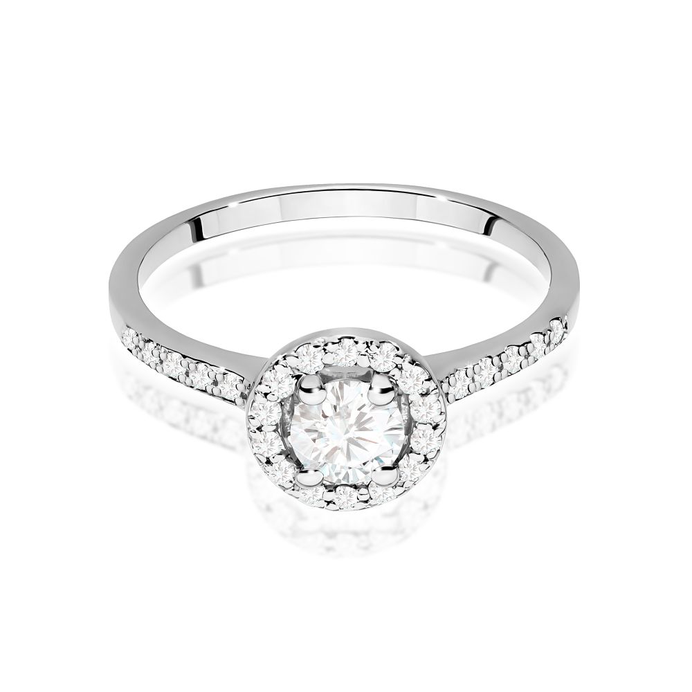 Pierścionek z diamentem laboratoryjnym 0,64 ct, białe złoto 585
