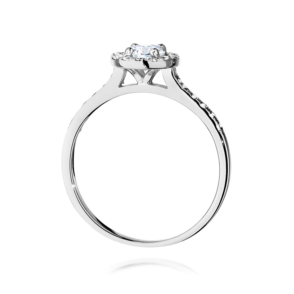 Pierścionek z diamentem laboratoryjnym 0,64 ct, białe złoto 585