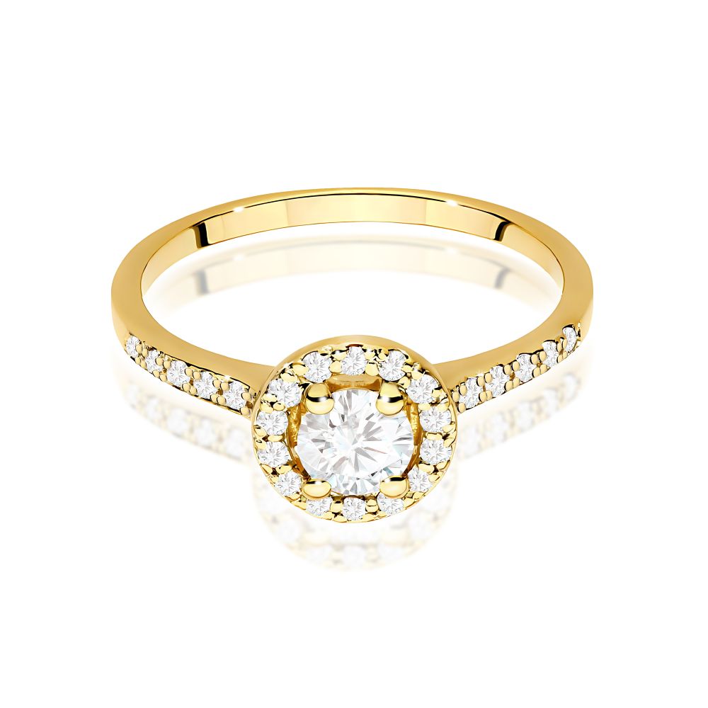 Pierścionek z diamentem laboratoryjnym 0,64 ct, żółte złoto 585
