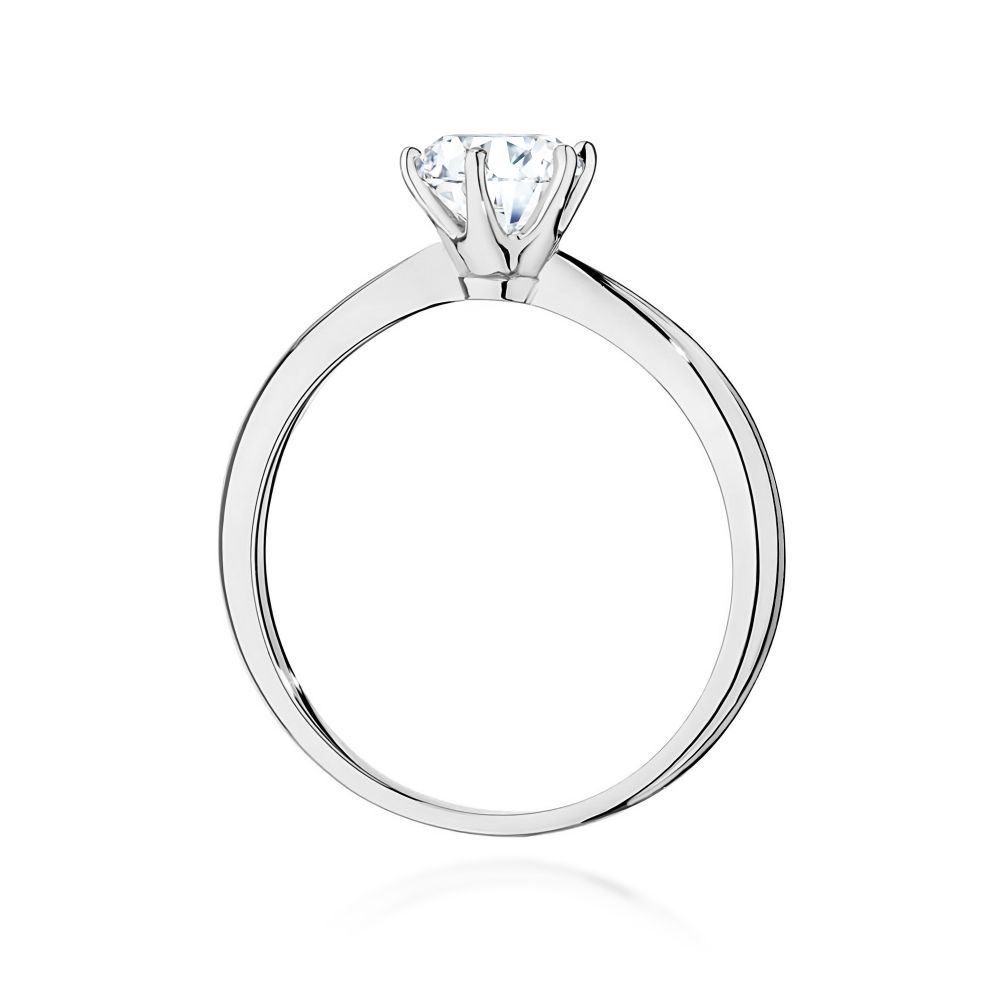 Pierścionek zaręczynowy z brylantem 0,70 ct, białe złoto 585