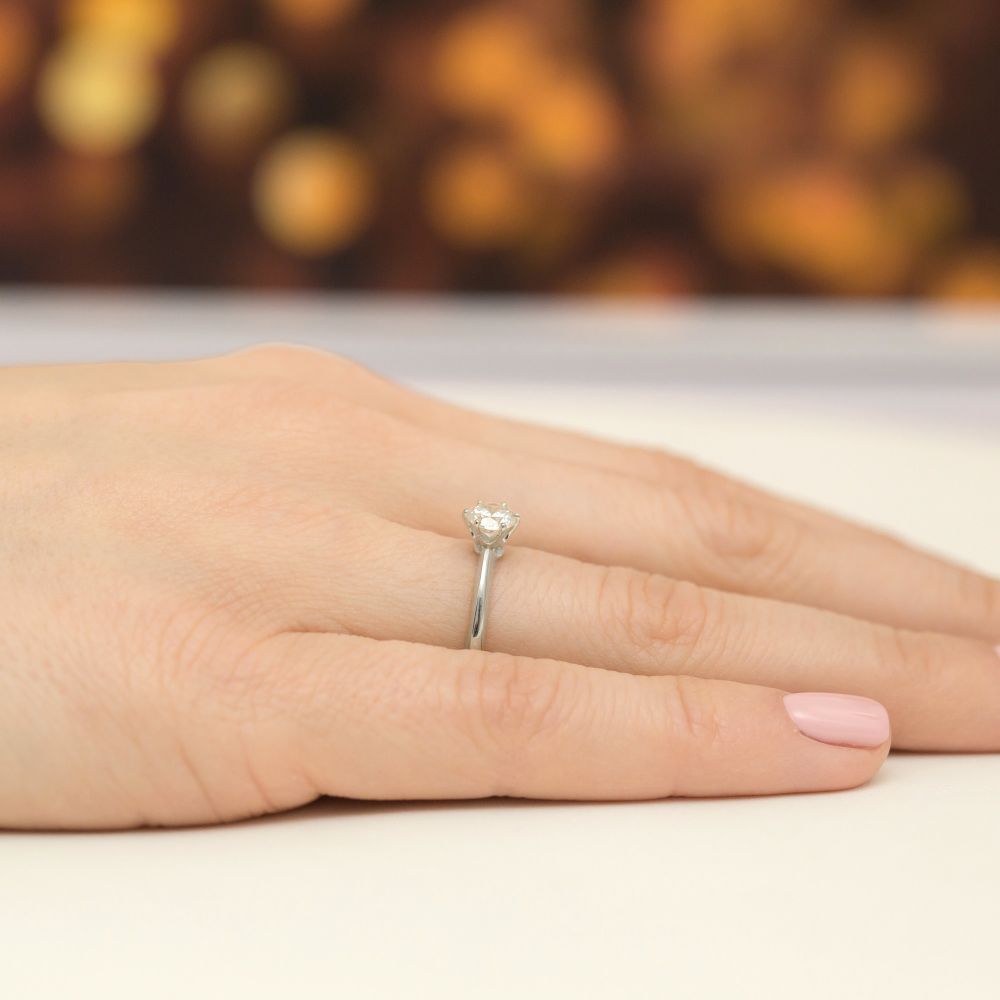 Pierścionek z diamentem laboratoryjnym 0,50 ct, białe złoto 585