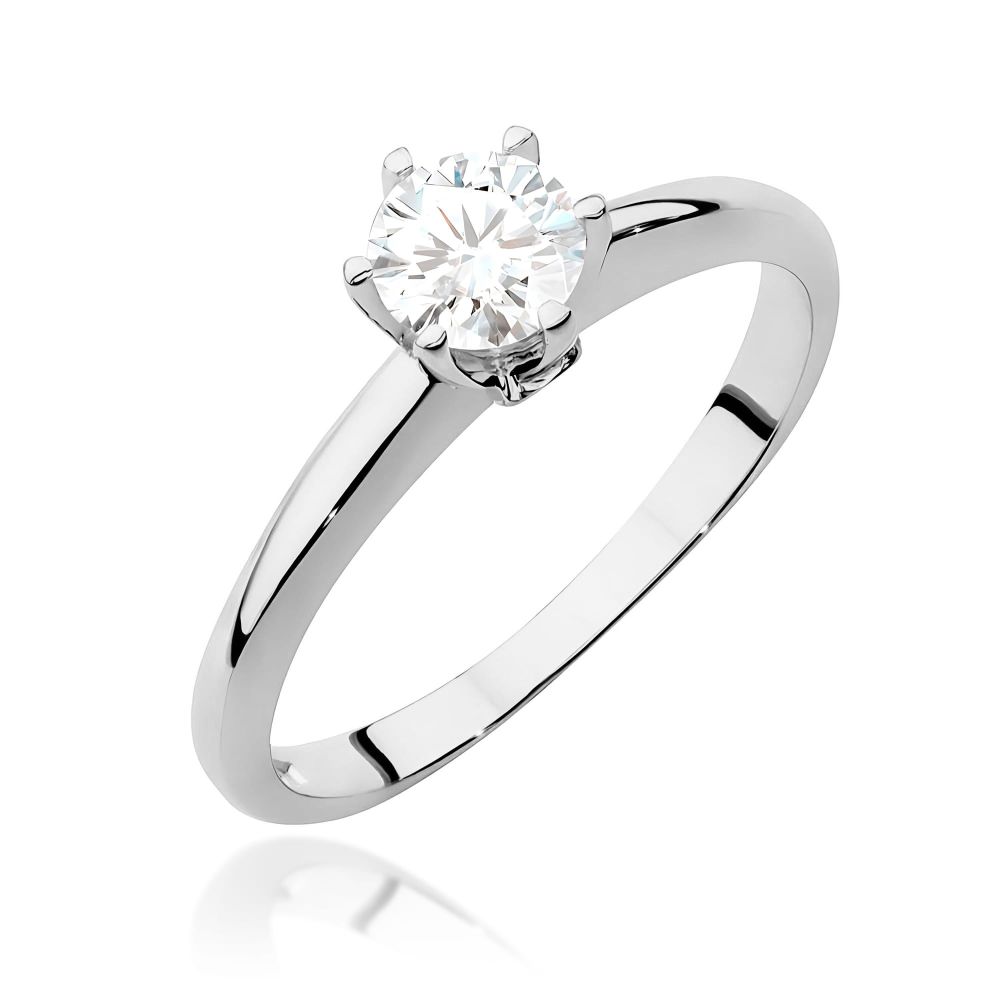 Pierścionek z diamentem laboratoryjnym 0,54 ct, białe złoto 585