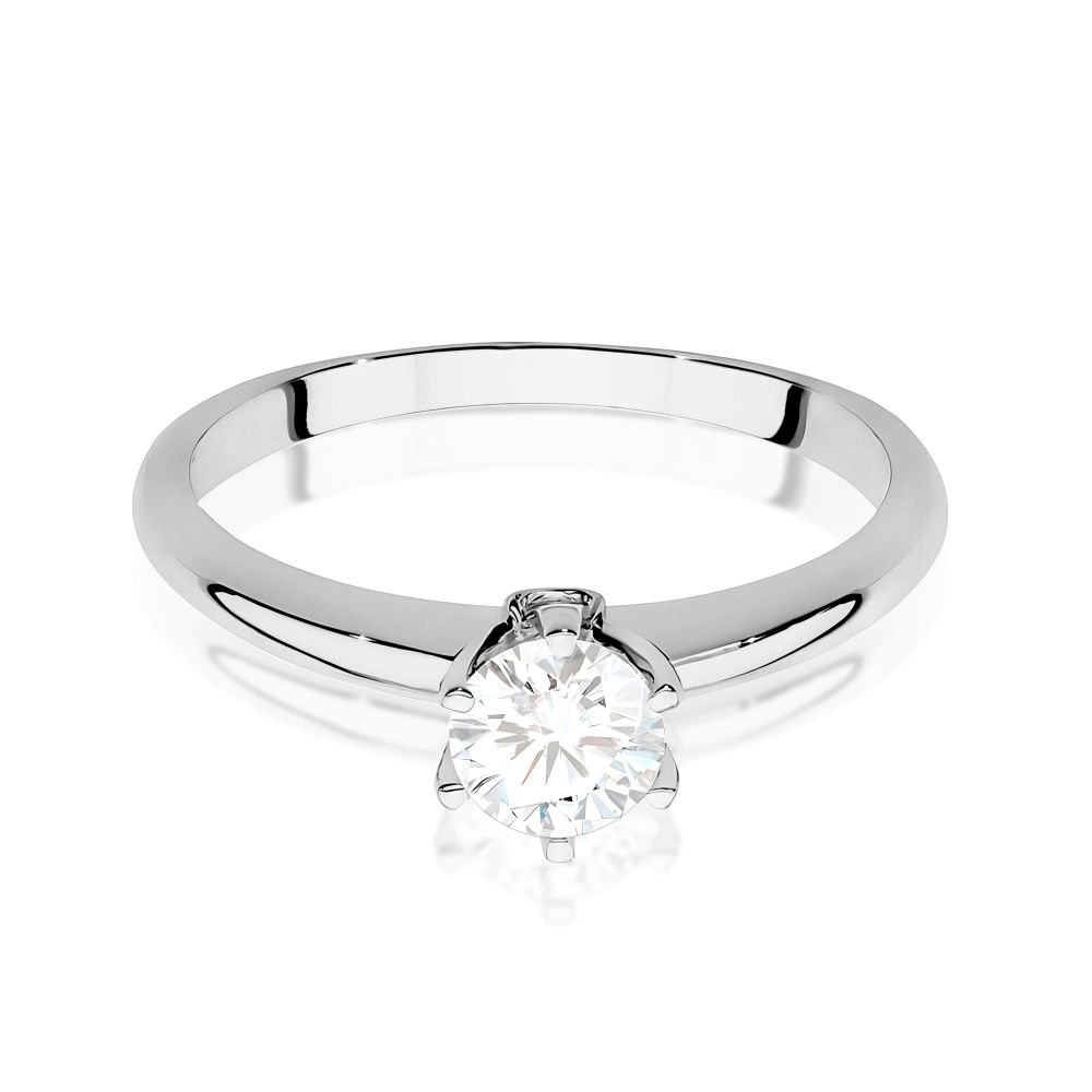 Pierścionek z diamentem laboratoryjnym 0,54 ct, białe złoto 585