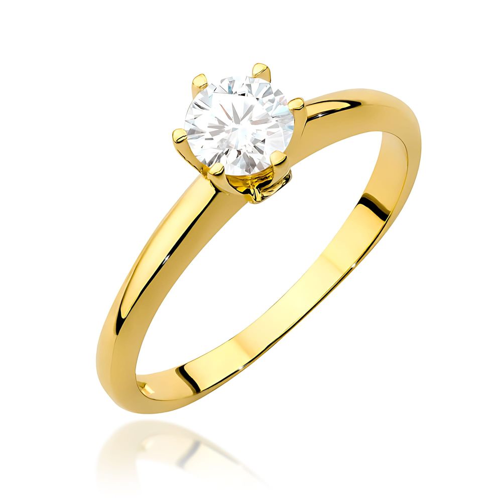 Pierścionek z diamentem laboratoryjnym 0,54 ct, żółte złoto 585
