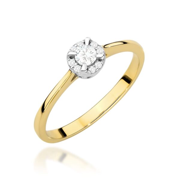 Pierścionek z brylantami 0,14 ct, żółte złoto 585