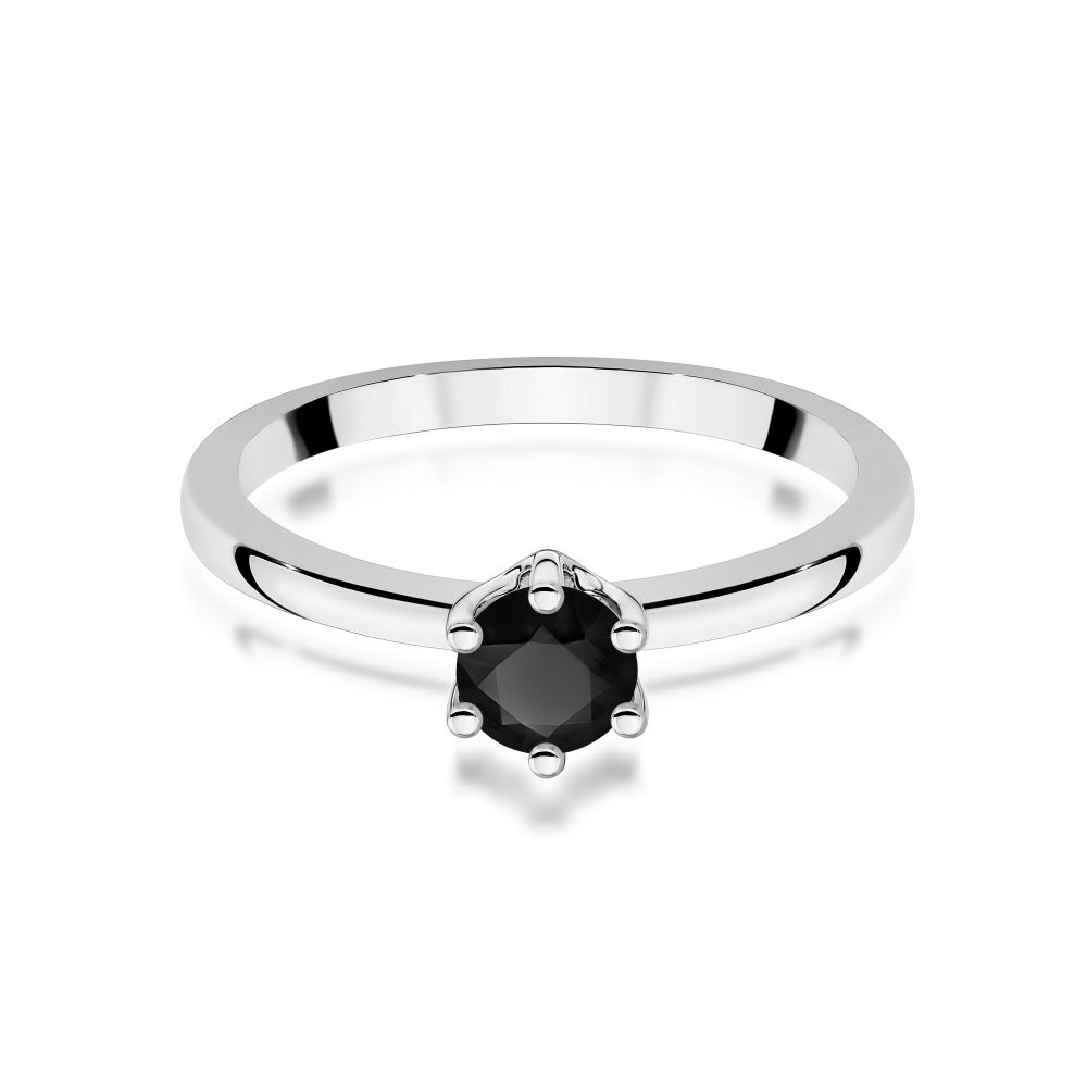 Pierścionek z czarnym diamentem 0,50 ct, białe złoto 585
