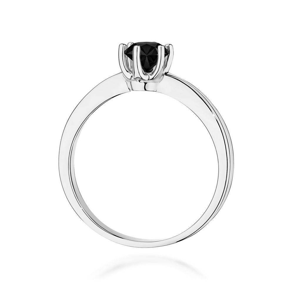 Pierścionek z czarnym diamentem 0,50 ct, białe złoto 585