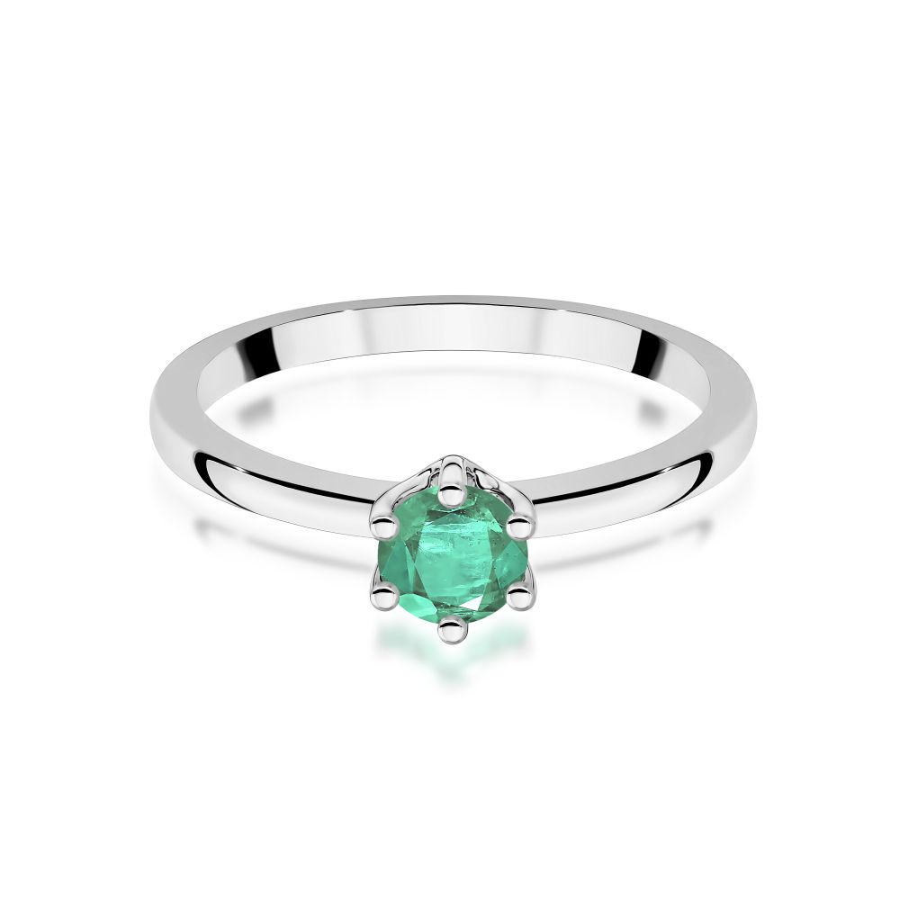 Pierścionek ze szmaragdem 0,50 ct, białe złoto 585