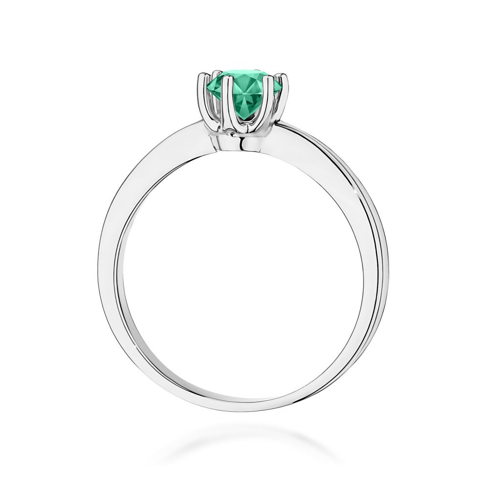 Pierścionek ze szmaragdem 0,50 ct, białe złoto 585
