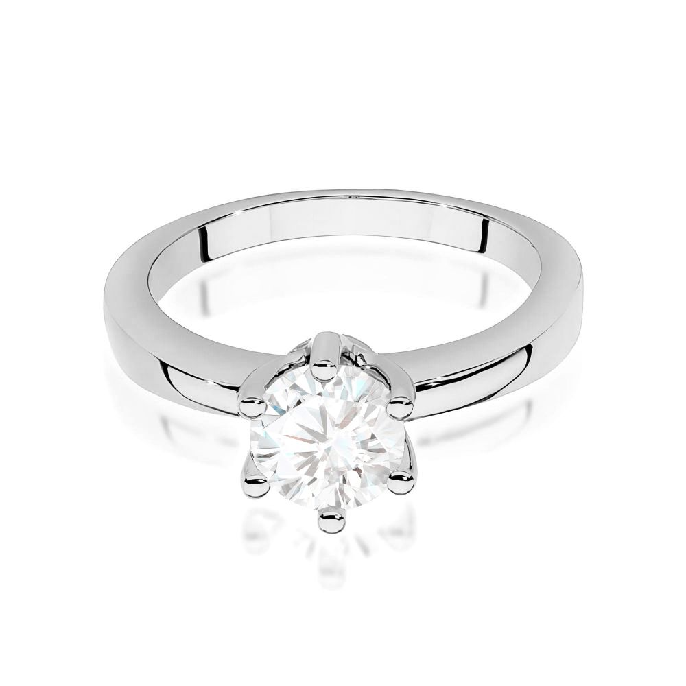 Pierścionek z diamentem laboratoryjnym 0,70 ct, białe złoto 585